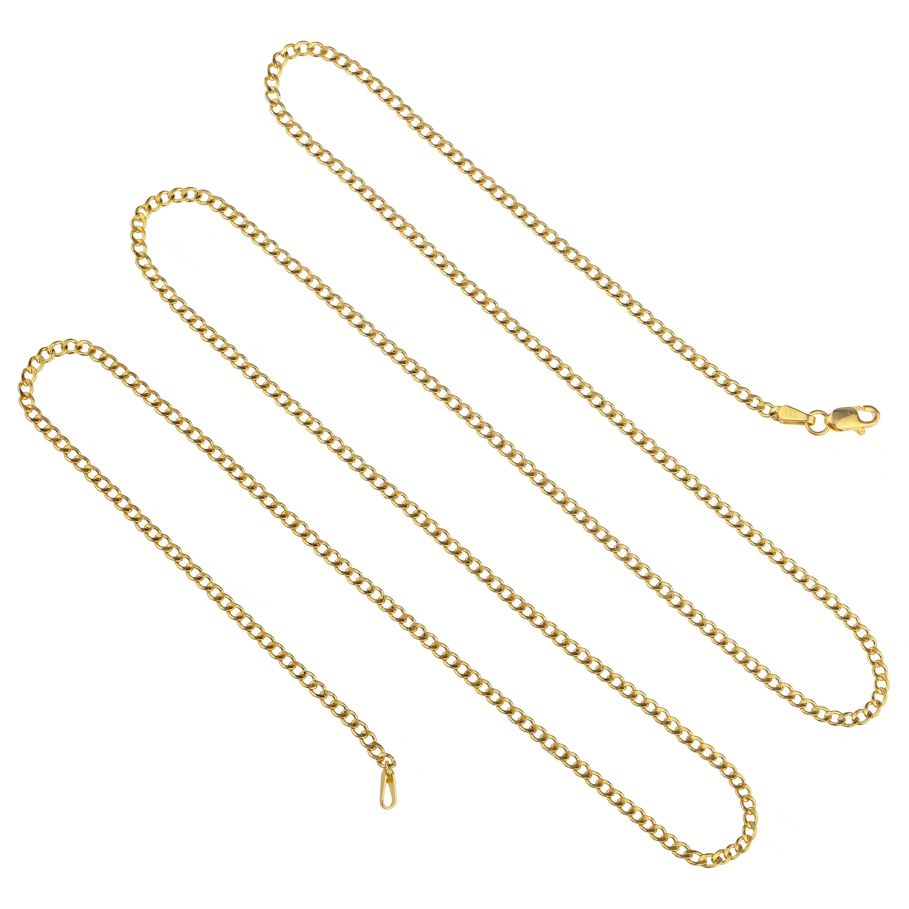 14K Solid Yellow Gold 2mm Cuban Necklace Chain