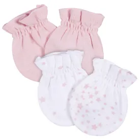 2-Pack Baby Girls Stars No Scratch Mittens