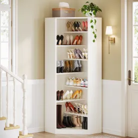 71" Shoe Cabinet, 9-Tier Corner Storage Organizer Shoe Rack for 25-30 Pairs