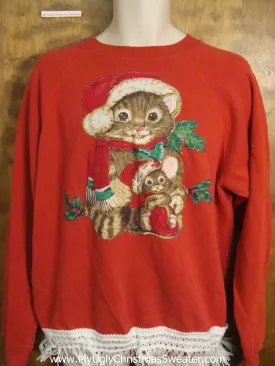 80s Cute Cats Christmas Sweatshirt