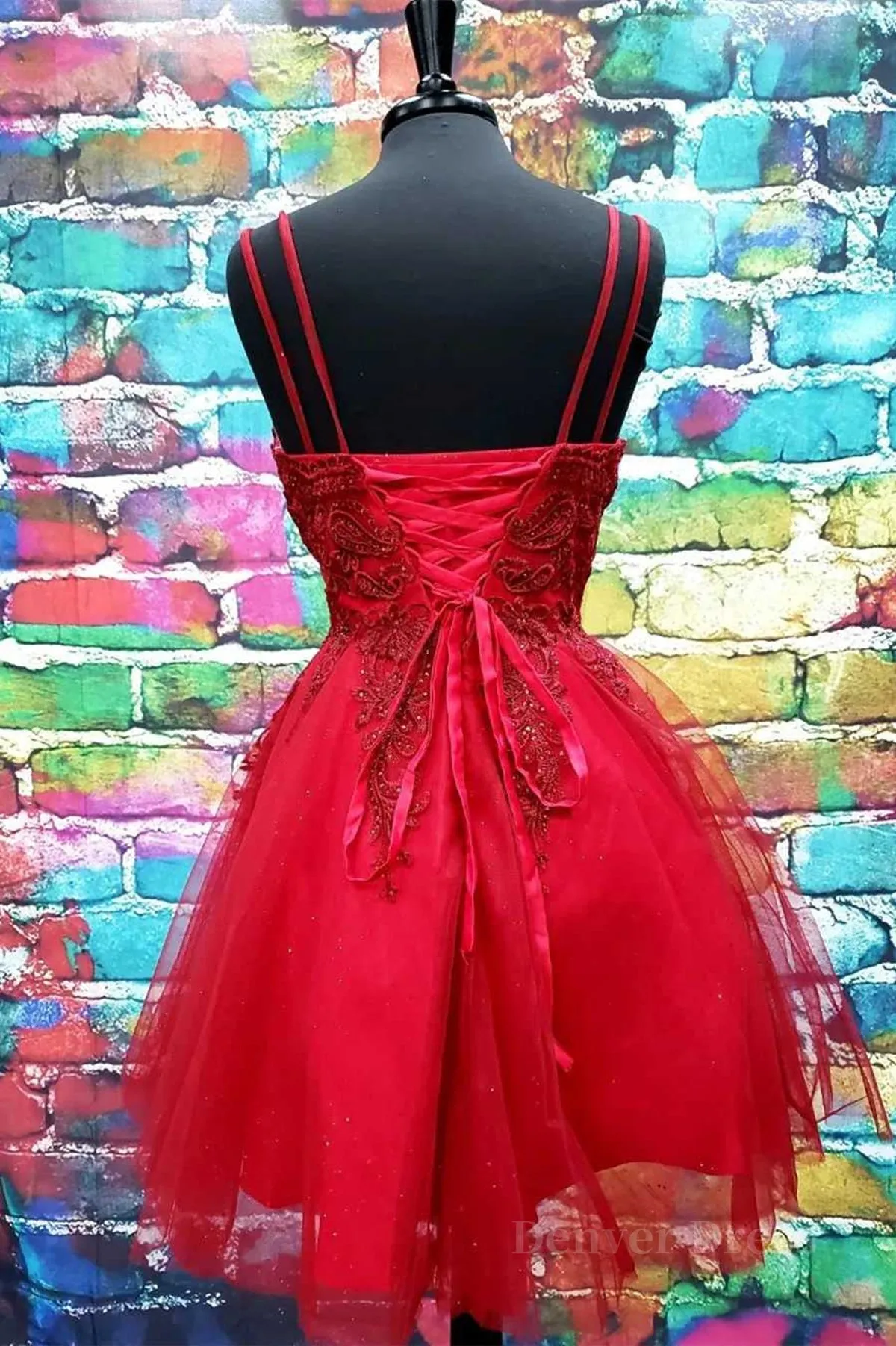 A Line V Neck Short Dark Red Lace Prom Dresses Short Dark Red Lace Formal Homecoming Dresses