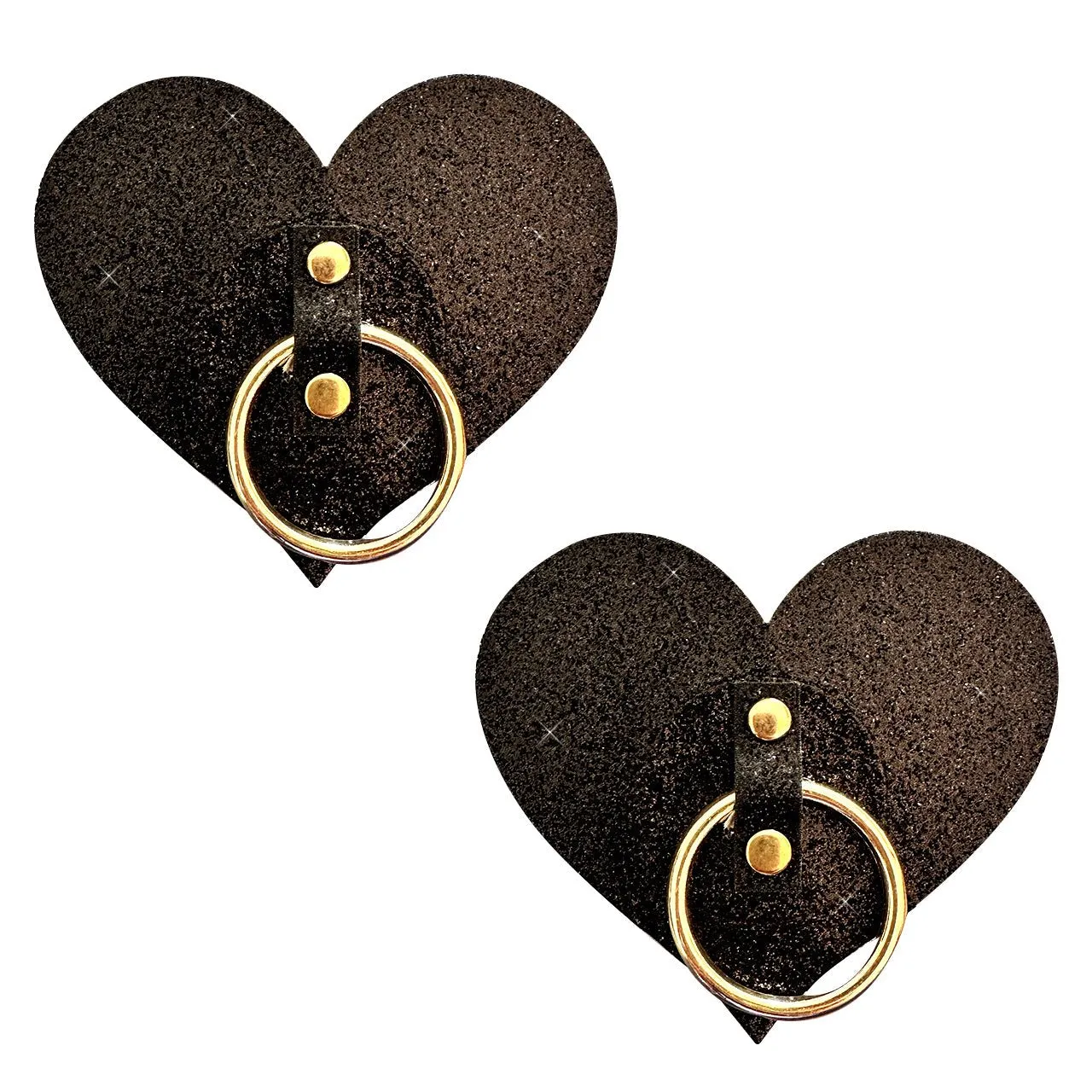 After Midnight Black With Gold Hoop Heart Pasties