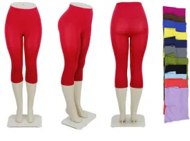 assorted solid color high waist capri leggings Case of 60