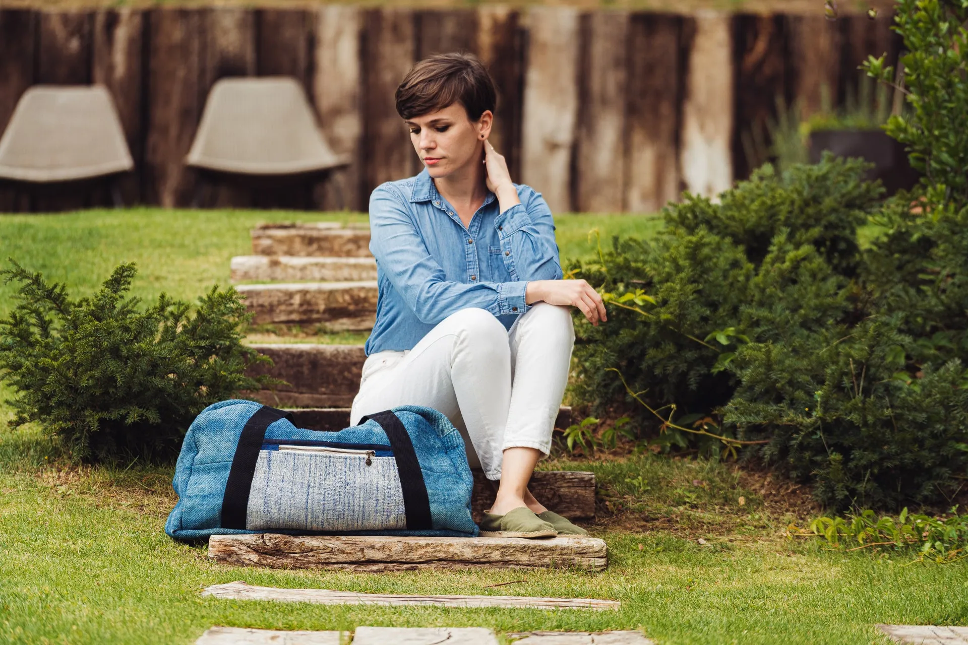 Bag: Handwoven hemp from antique grain sack - BG232