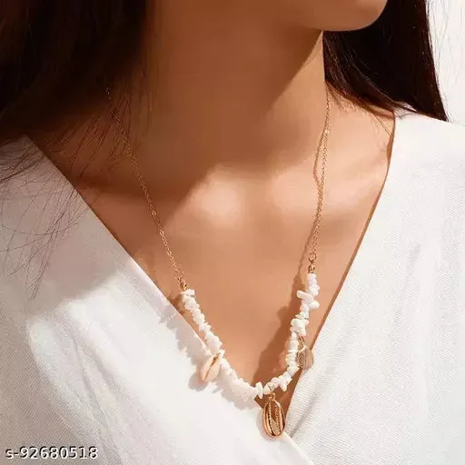 Beach Wind Gravel Stone Sea Shell Chain Pendant