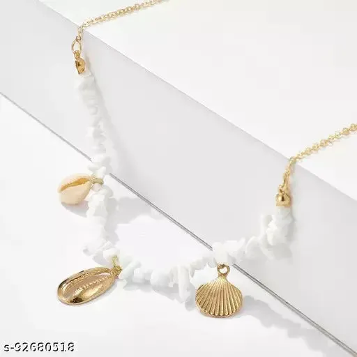 Beach Wind Gravel Stone Sea Shell Chain Pendant