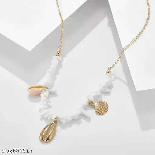 Beach Wind Gravel Stone Sea Shell Chain Pendant