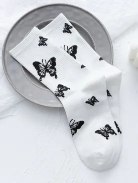 Black Butterfly Crew Socks Funny Socks for Women Novelty Socks Funky Socks Gift