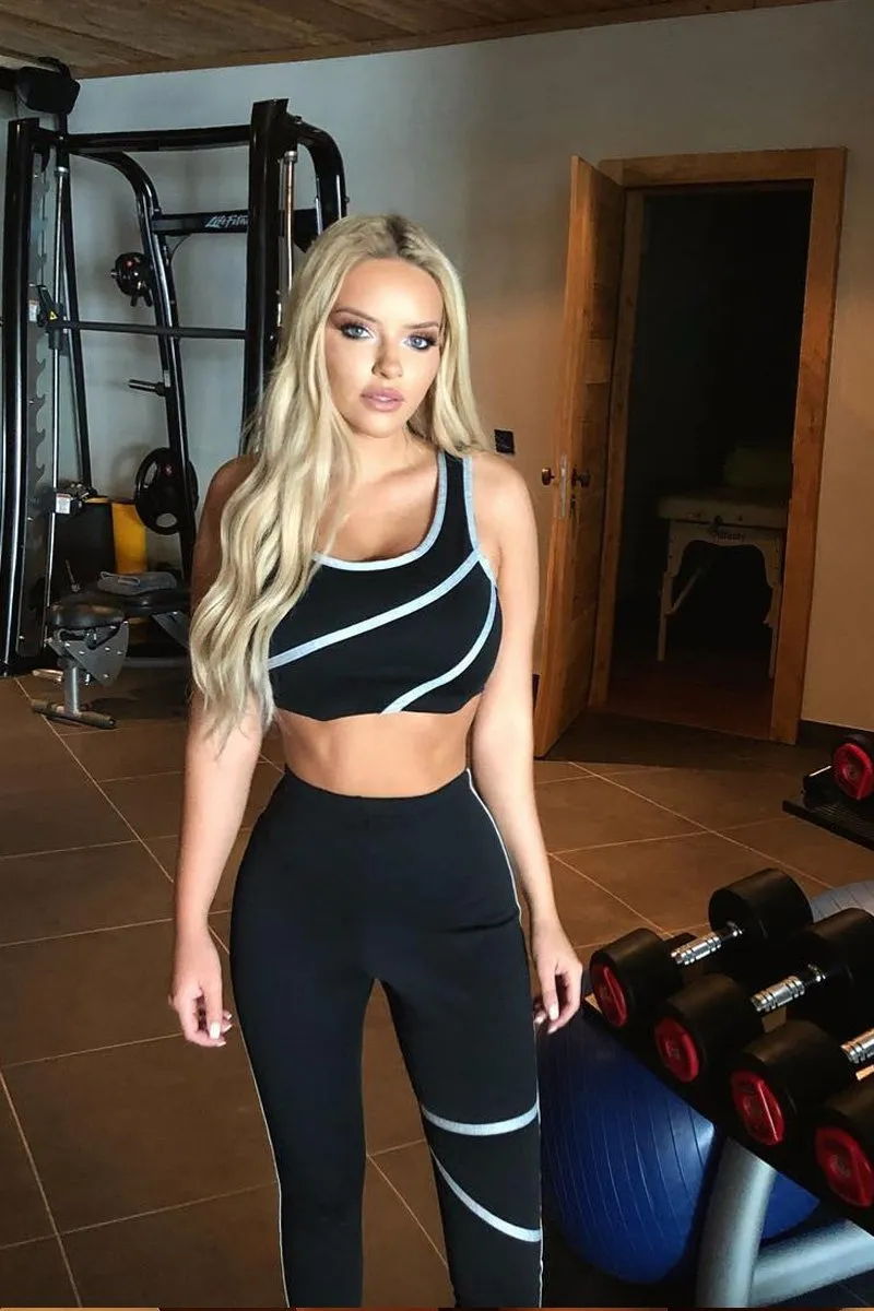 Black Grey Crop Top Leggings Activewear Co-Ord - Kaelin