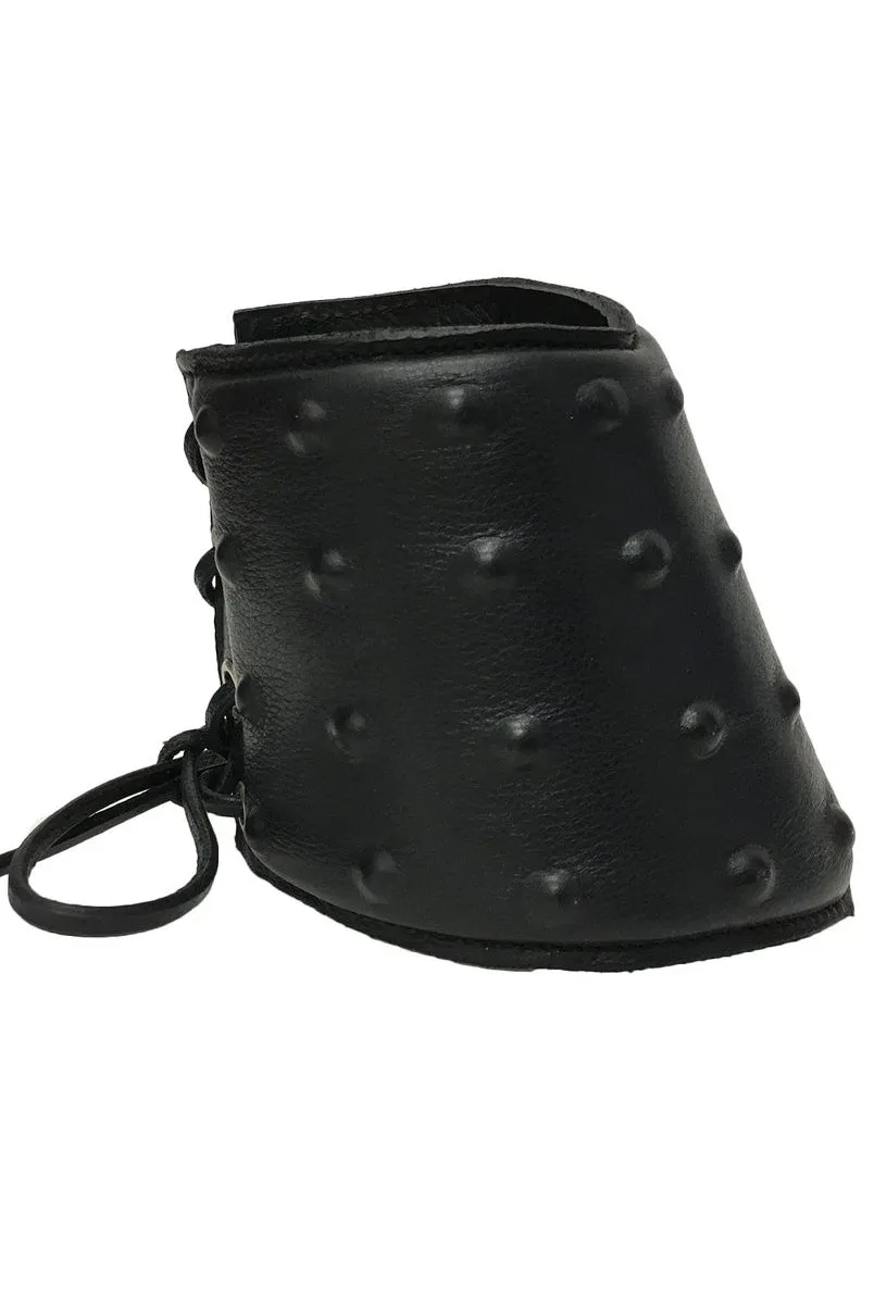 Black Leather Lace Up Studded Gauntlet