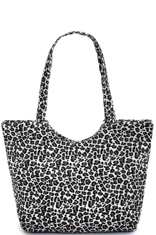 Black Leopard Tote