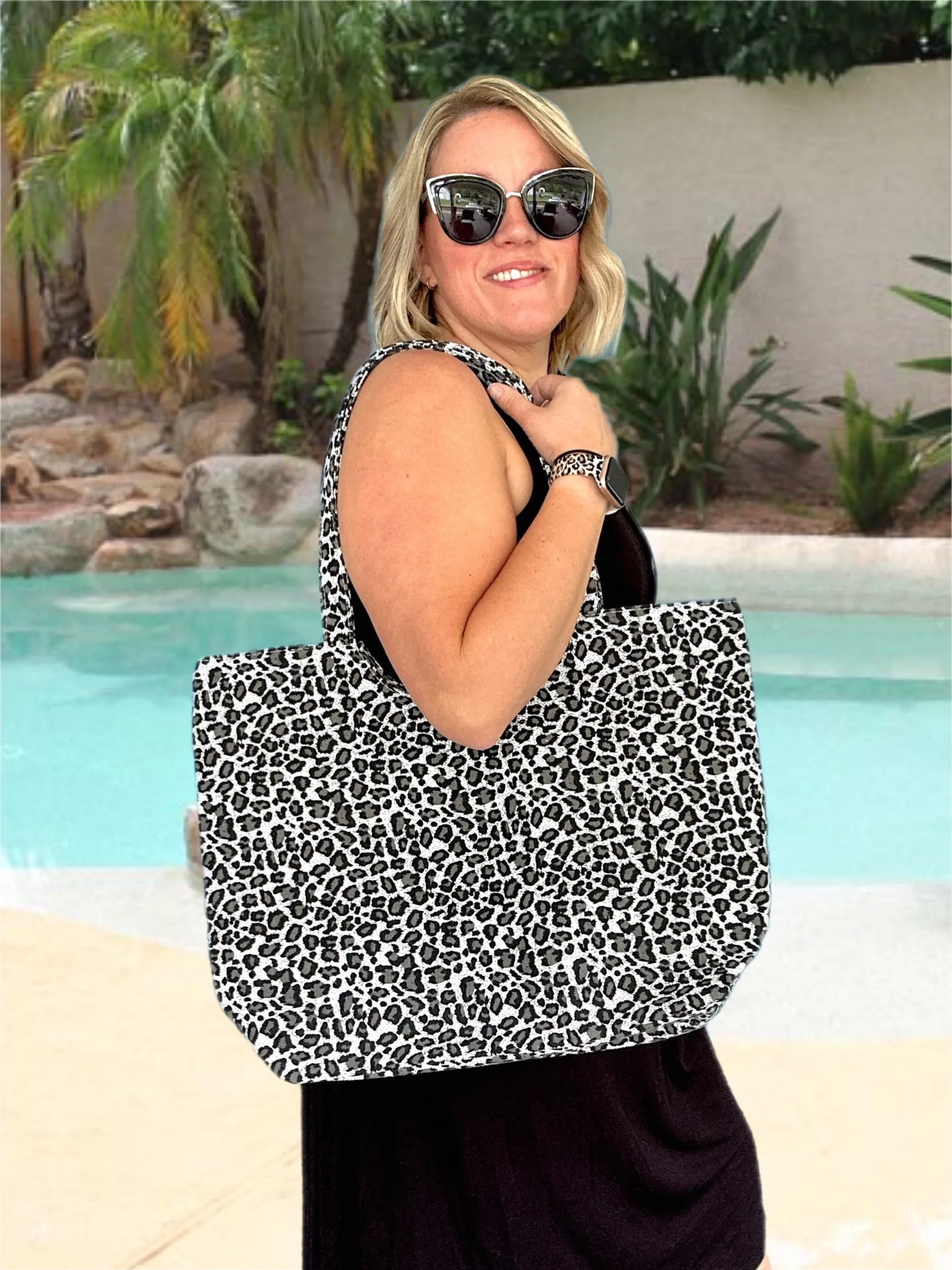 Black Leopard Tote