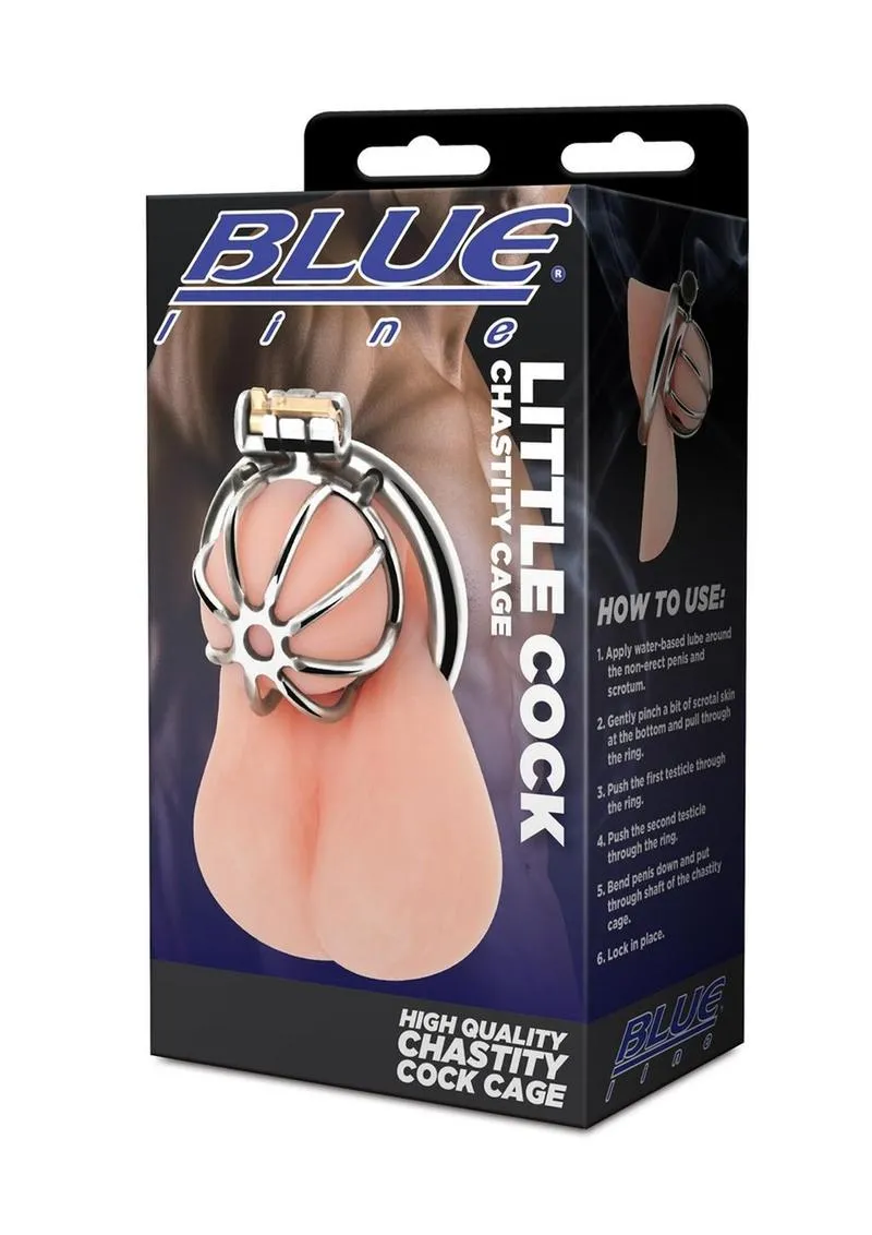 Blue Line Little Cock Chastity Cage - Stainless