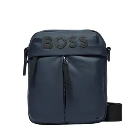 BOSS Stormy Faux Leather Navy Reporter Bag