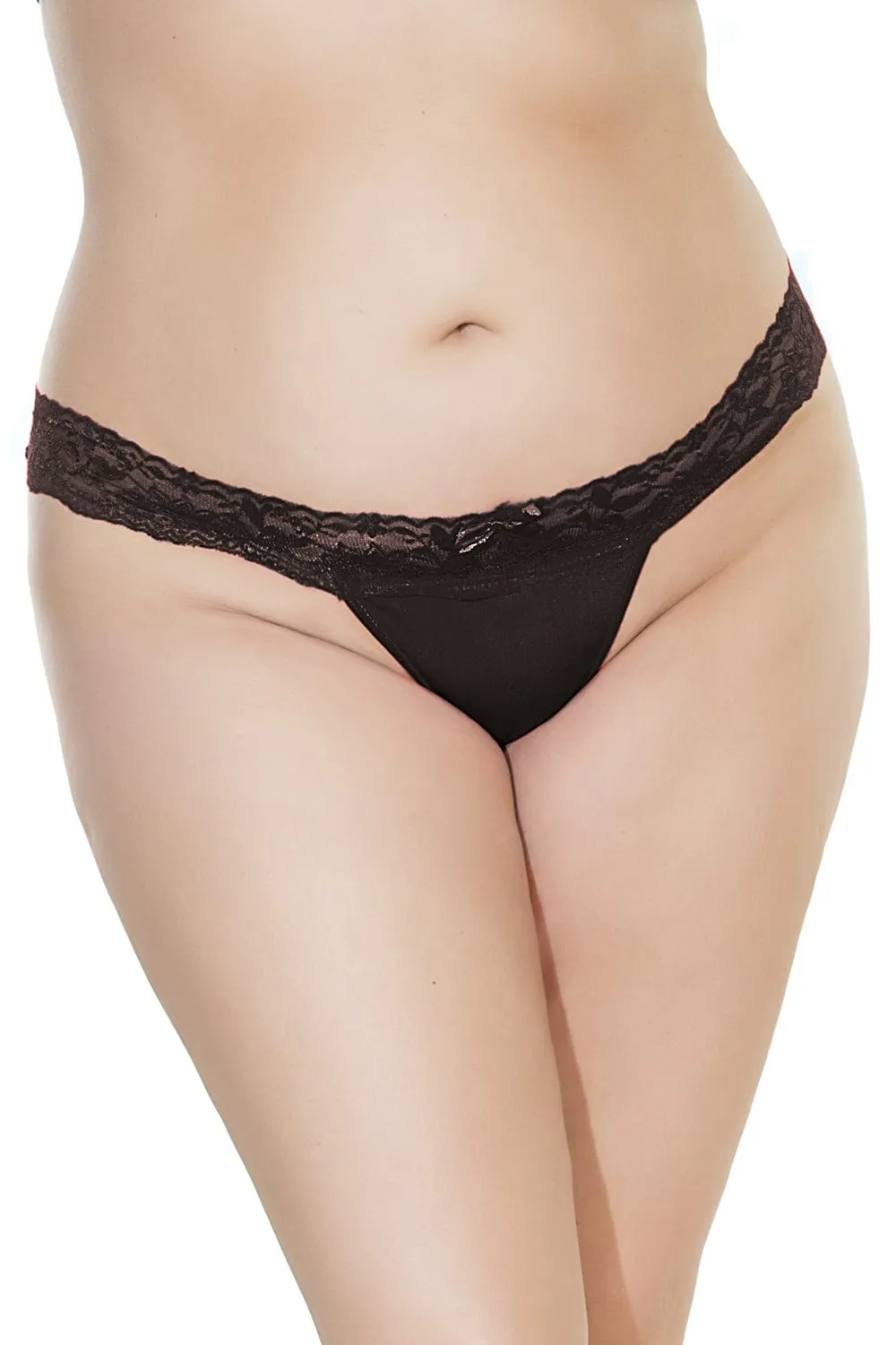 Coquette Scallop Lace Black Thong