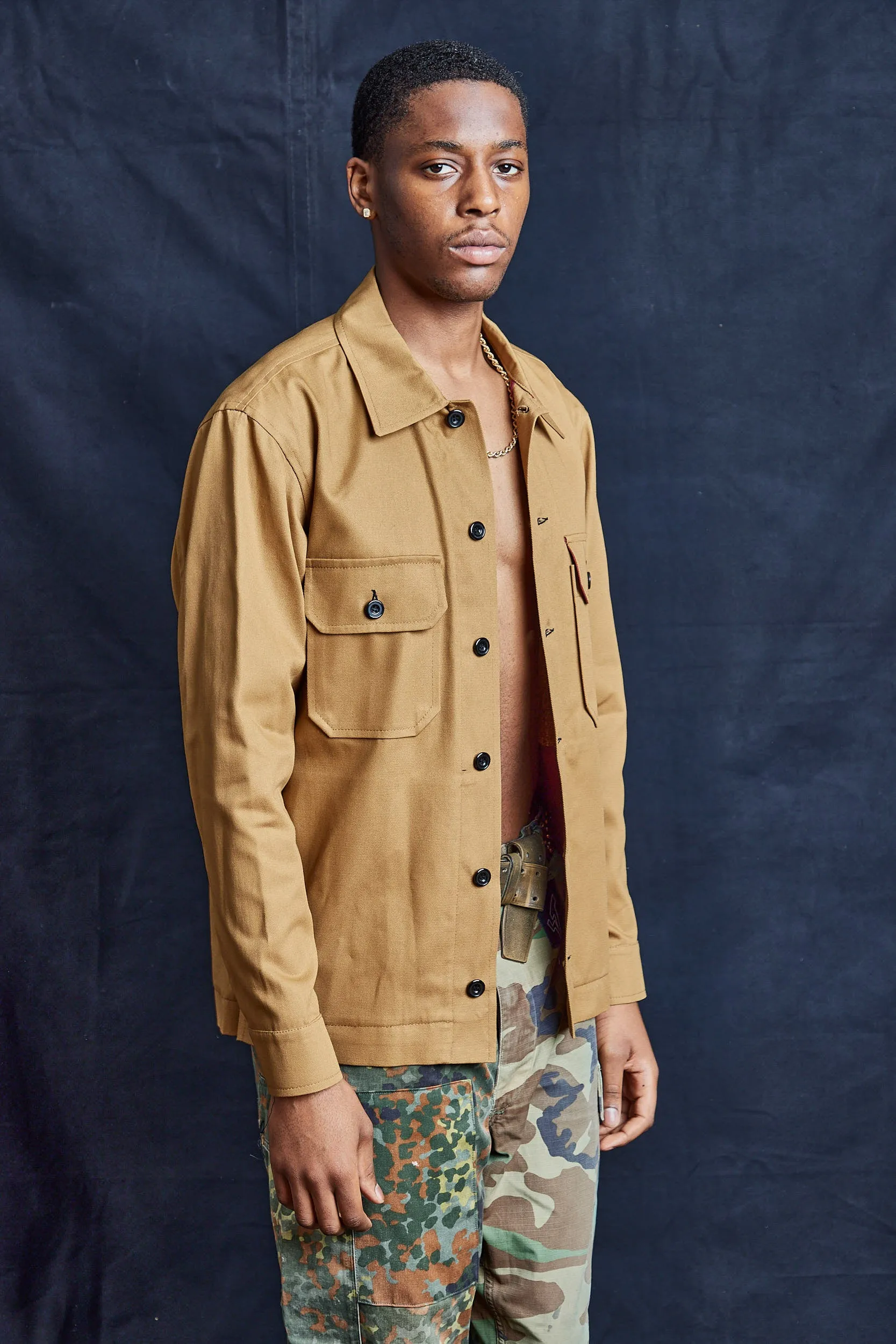 Cotton Workshirt In Mustard