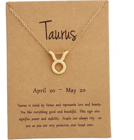 Desiny Jewels Gold Plated Taurus Zodiac Pendant Symbol Zodiac Sign Necklace Alloy Necklace