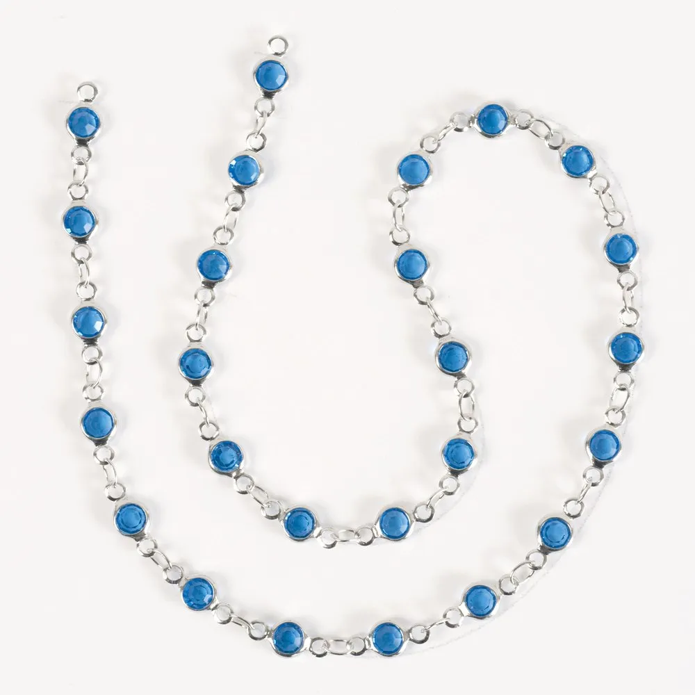 Estrellaª Linked Crystals Chain - Small, Aquamarine/Silver