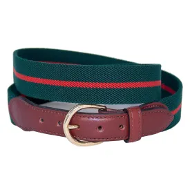 Forest Green & Red Belgian Stretch Children's Belt