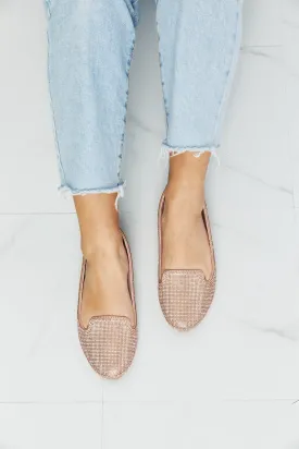 Forever Link Rhinestone Round Toe Flats in Rose Gold