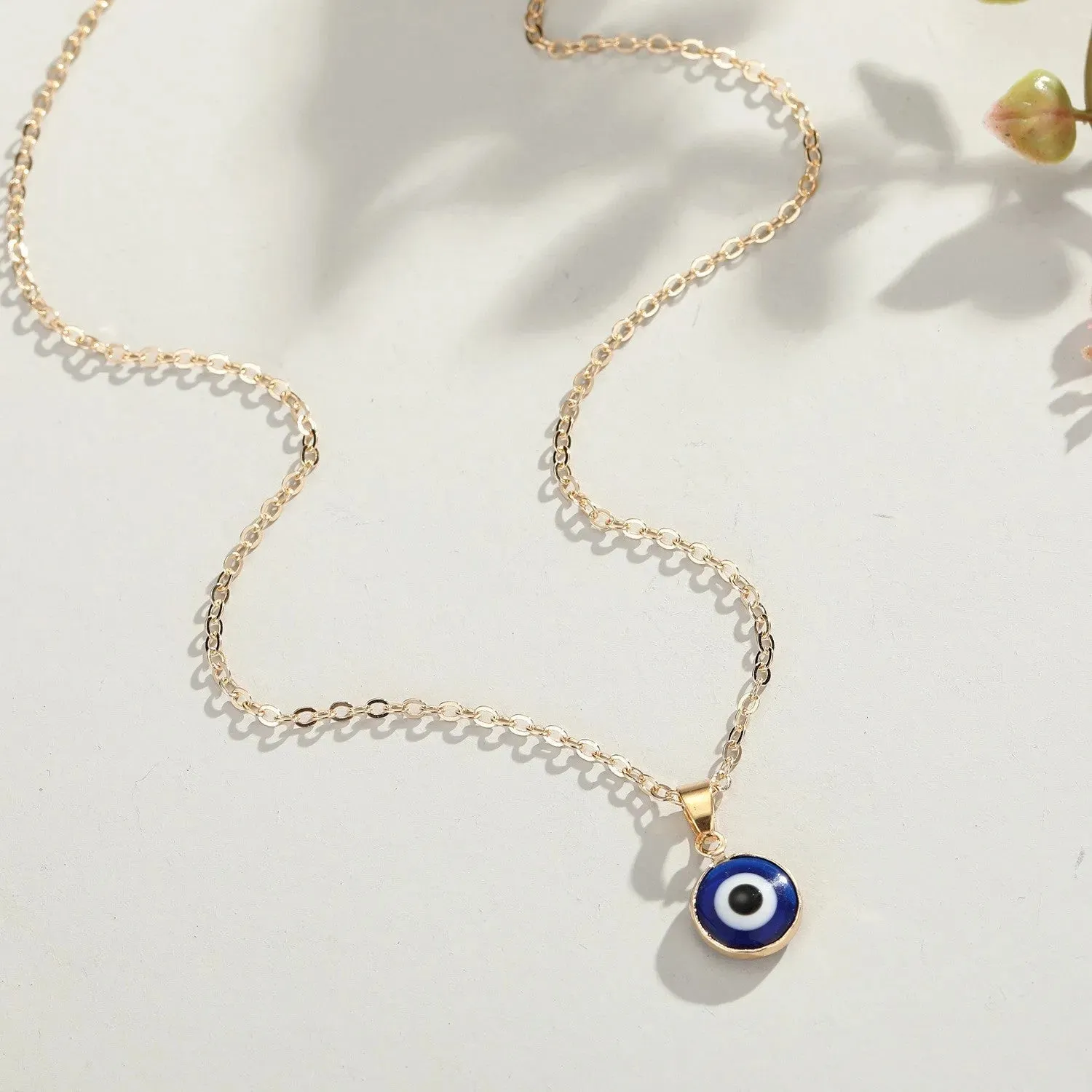 Gold Plated Turkish Evil Eye Design Necklace With Chain For Women & Girls Alloy Necklace