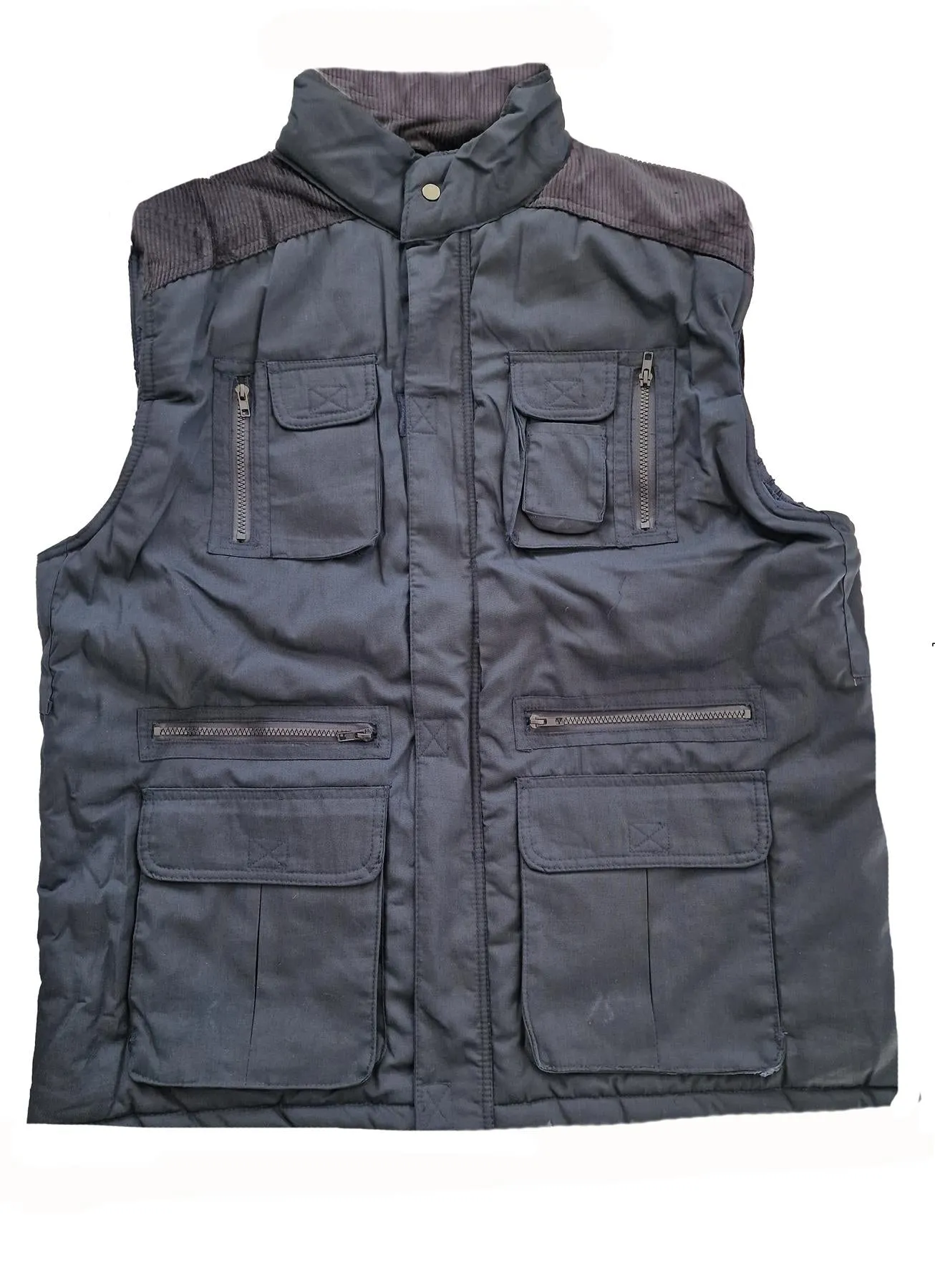 Hazy Blue Mens multi pocket Body Warmer Stalker heavy duty padded gilet