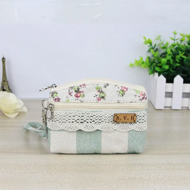 Katuner New Double Zipper Pouch Canvas Children Coin Purse For Girls Kids Wallet Women Clutch Card Bag Monedero Mujer KB027