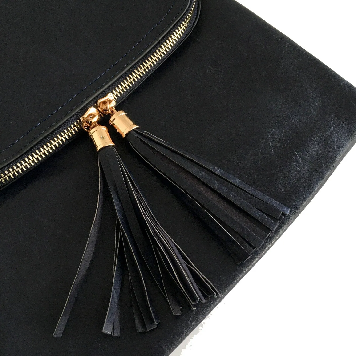 LARGE BLACK TASSEL MULTI COMPARTMENT CROSS BODY SHOULDER BAG WITH LONG STRAP