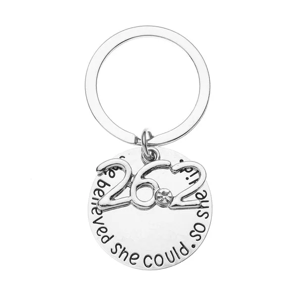 Marathon Keychain - She Believed She Could So She Did - 26.2 Charm