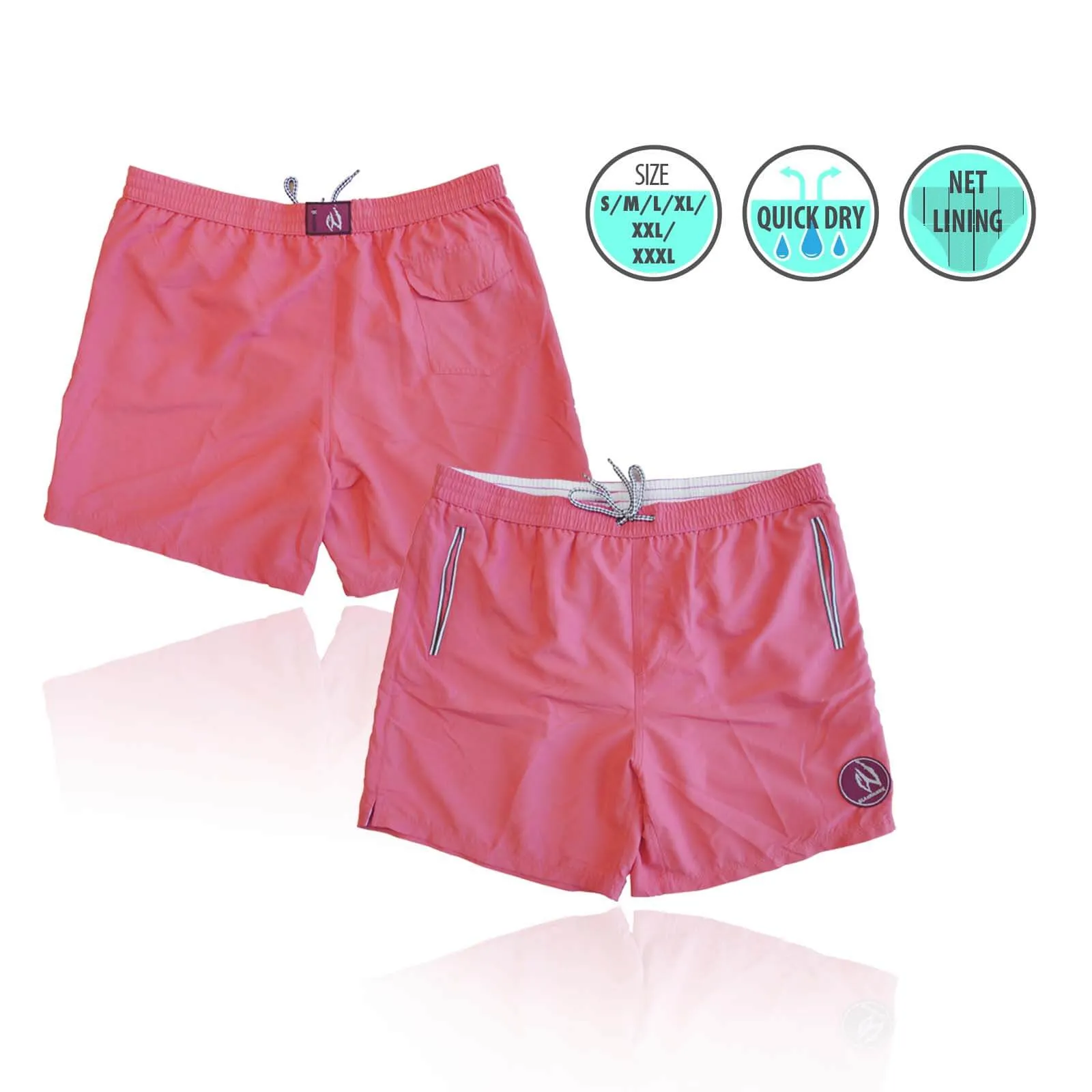 Mens Swim Beach Shorts Pink/Red BHACAPBS2