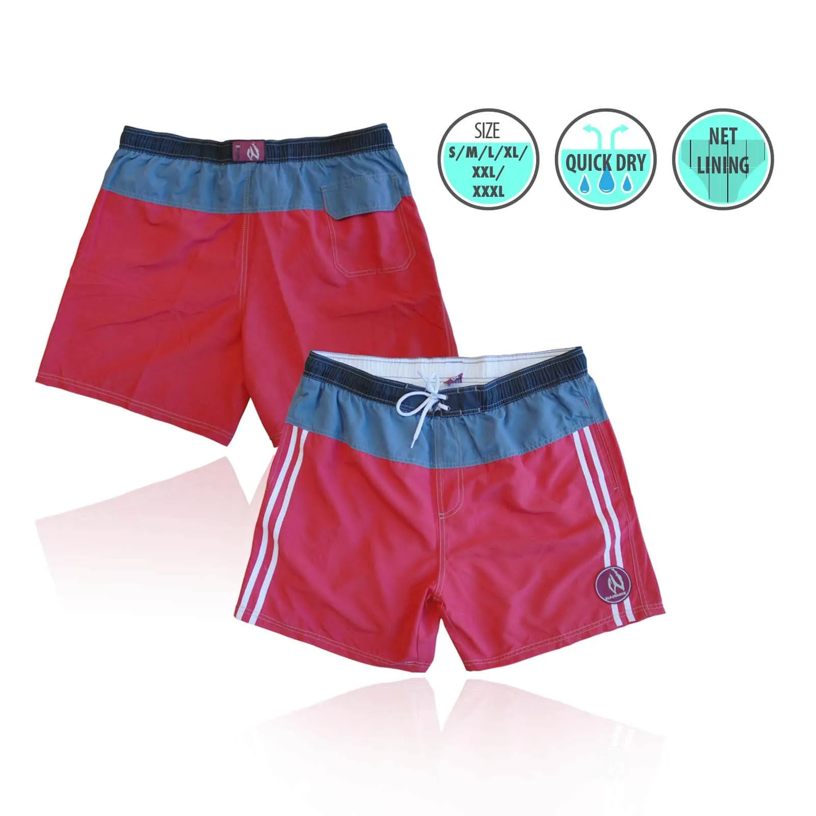 Mens Swim Beach Shorts Red/Blue BHACAPBS1