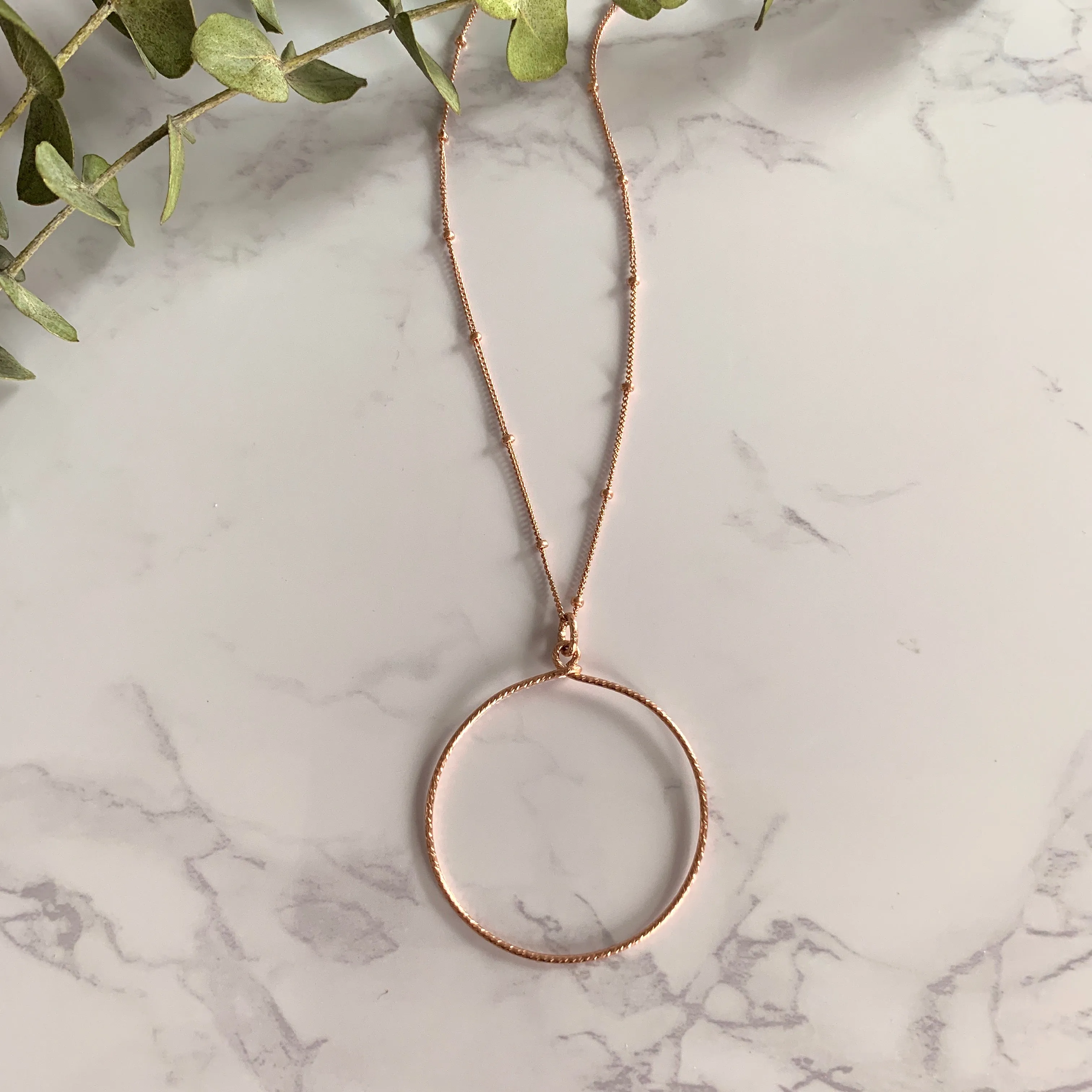 Rose Gold Textured Circle Pendant