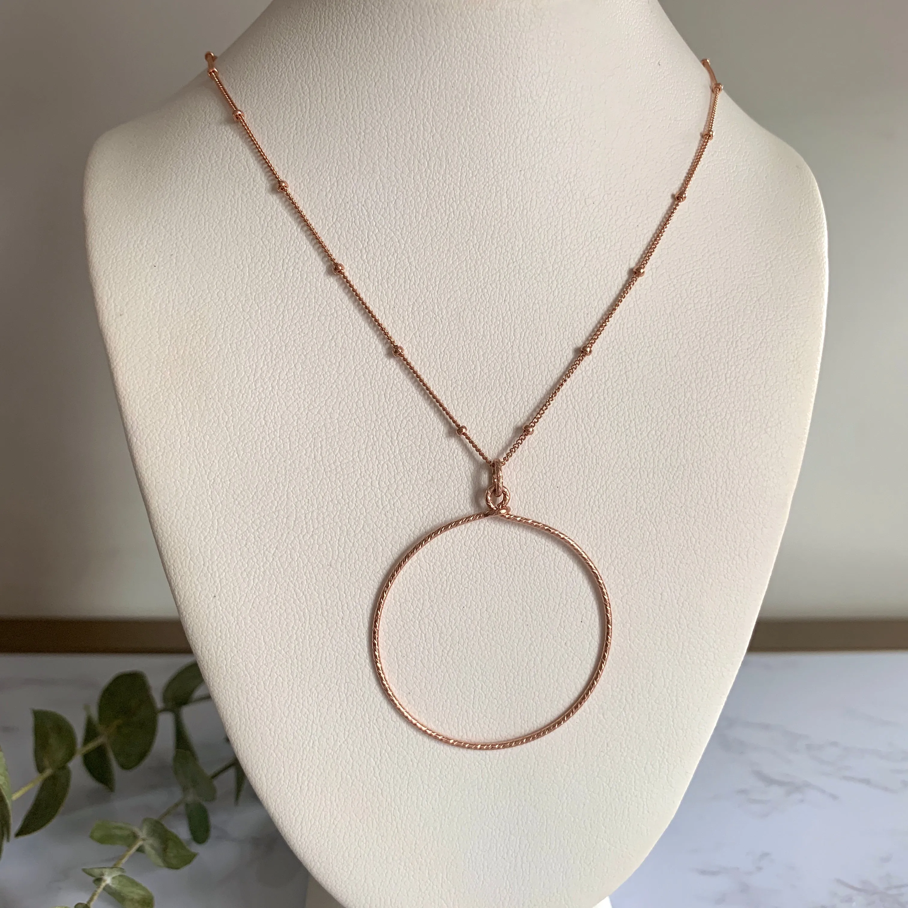 Rose Gold Textured Circle Pendant