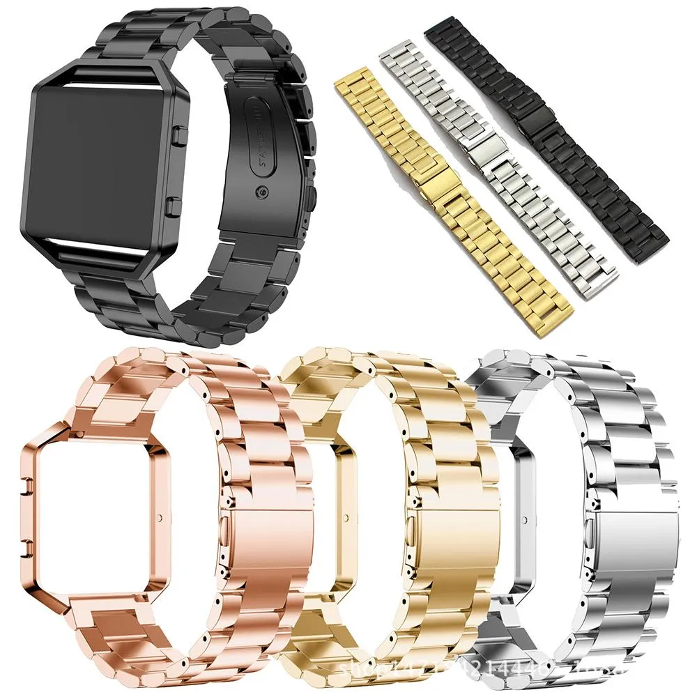 Stainless Steel Folding Clasp Watch band Strap Frame For Fitbit Blaze