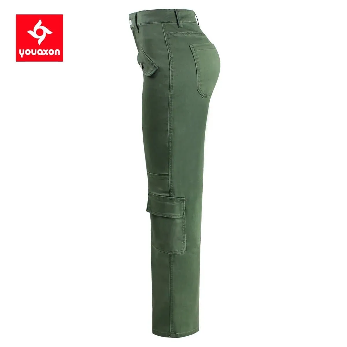 Stretchy Cargo Pants for Women - High Waist, Military Style, Ample Storage | youaxon