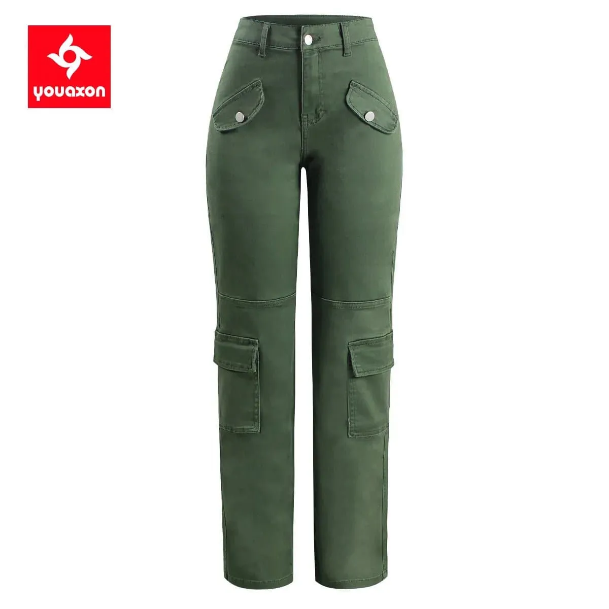 Stretchy Cargo Pants for Women - High Waist, Military Style, Ample Storage | youaxon