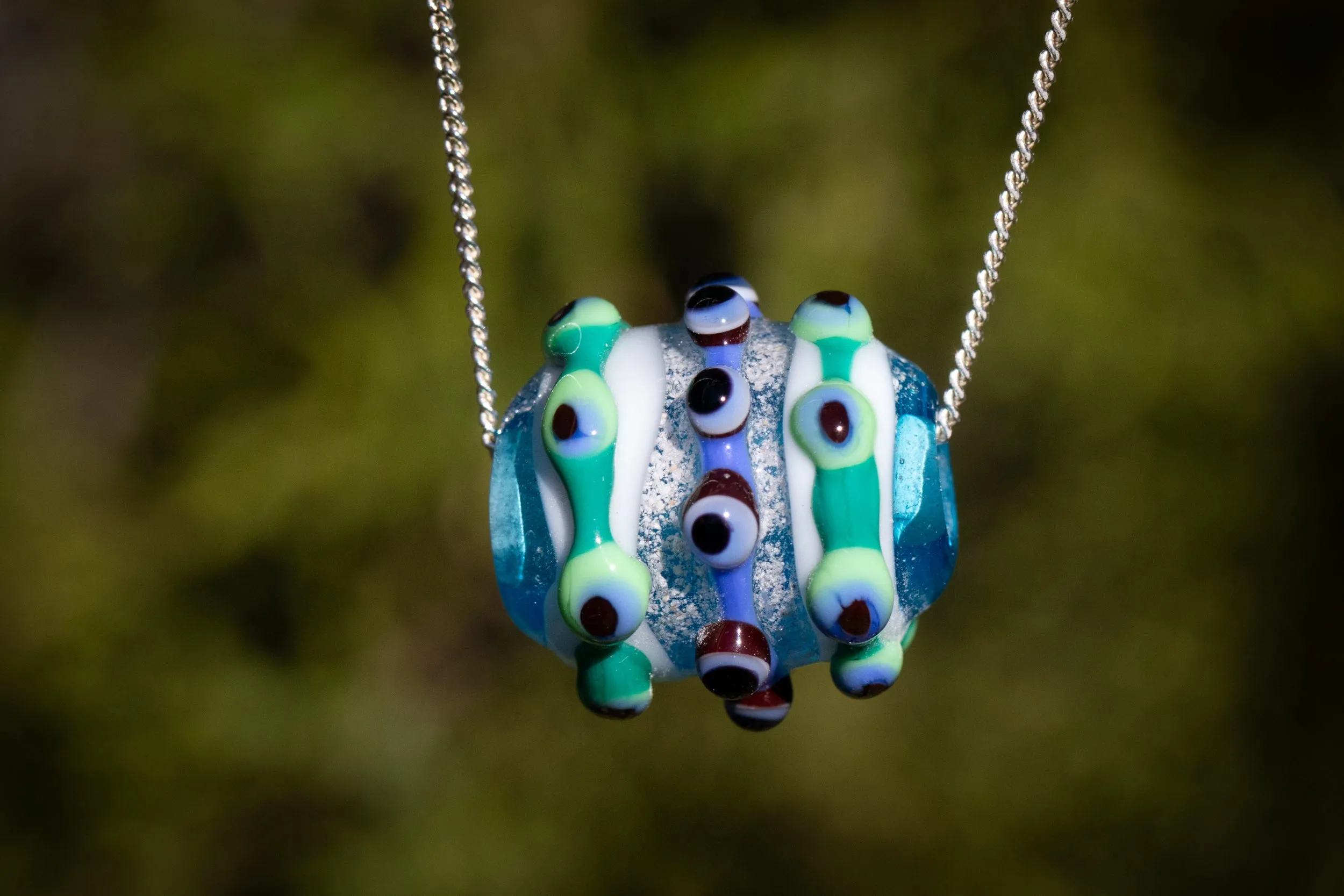 Striped Bumpy Bead Pendant with Infused Cremains