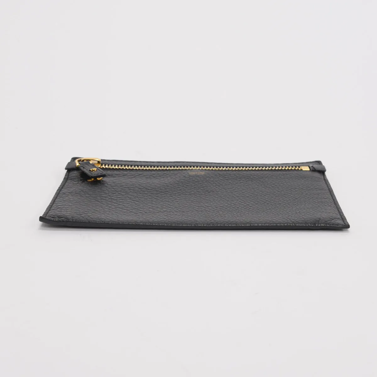 Tom Ford Black Grained Leather Flat Pouch