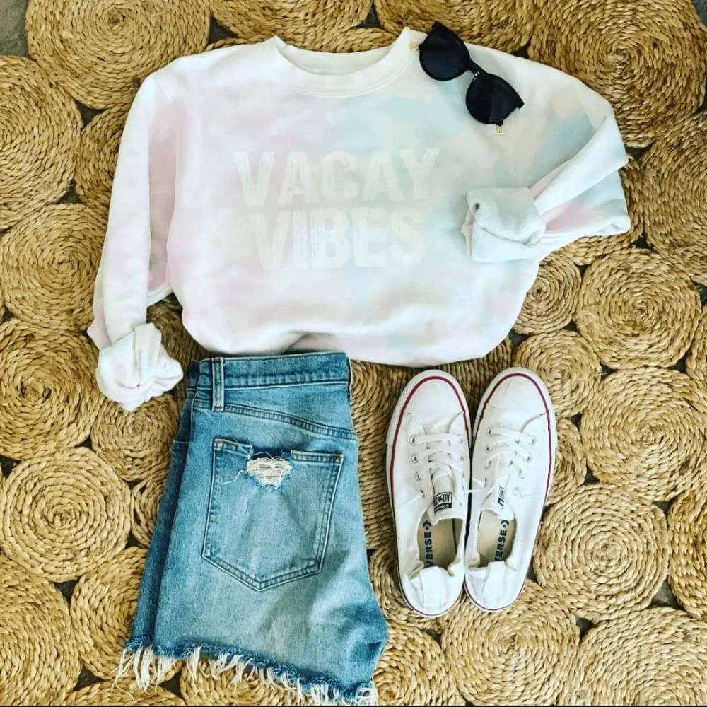 Vacay Vibes Tie-Dyed Crew