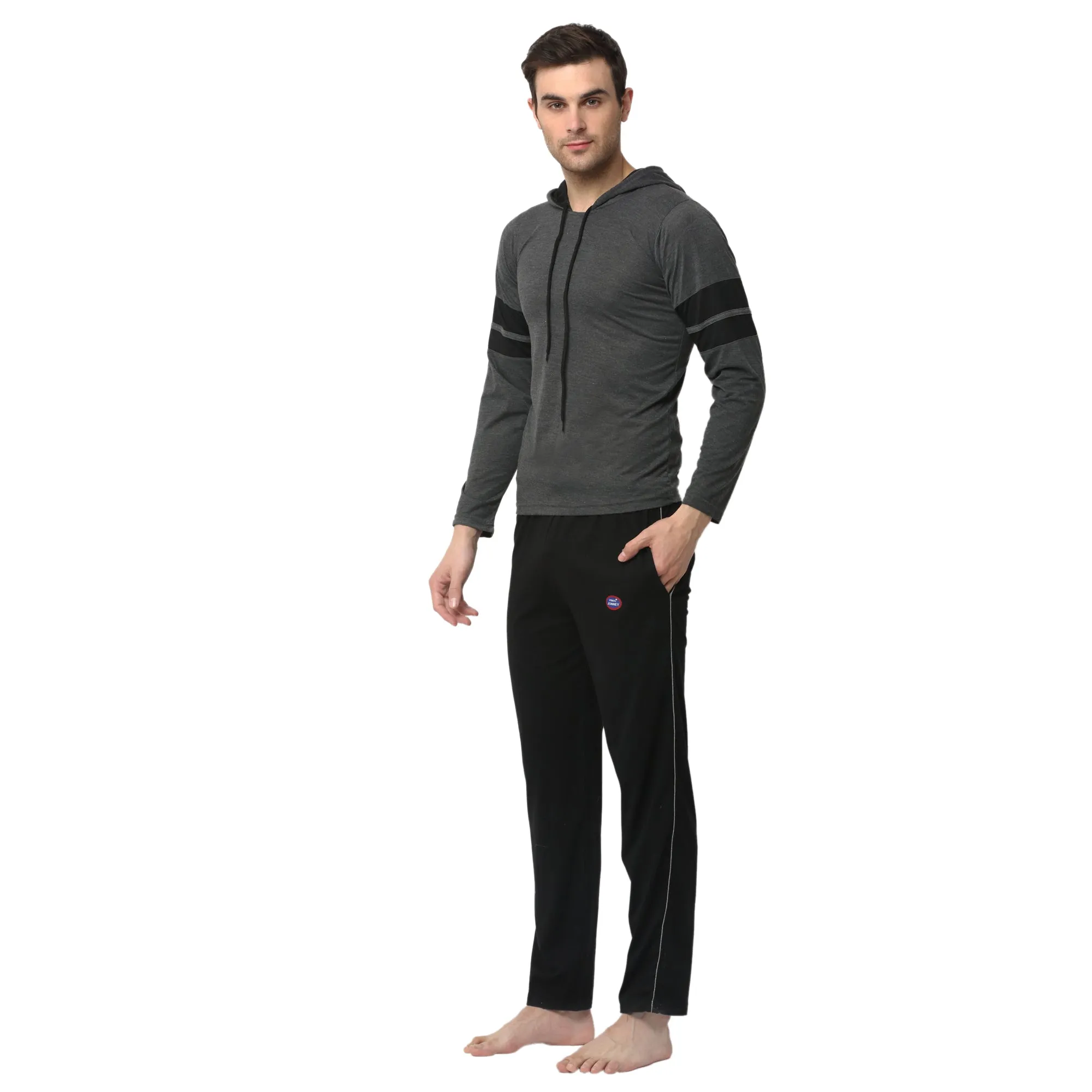 Vimal Jonney Grey Black Night Suit For Men's